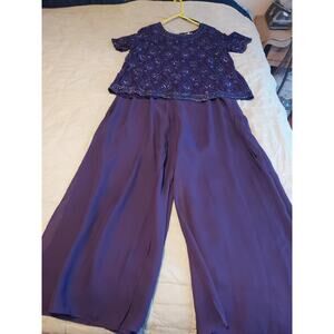 Candlelight & Champagne Beaded Wedding Formal Set Purple 18w Petite pants EUC